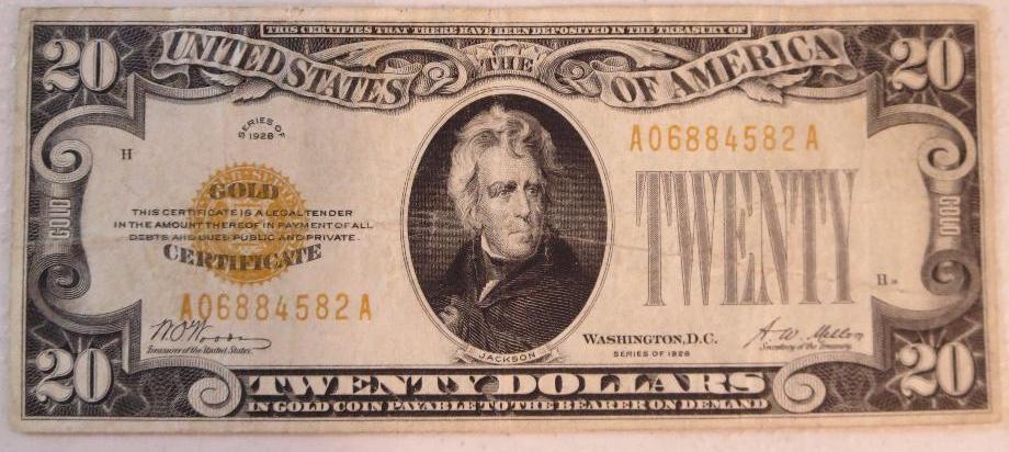 1928 $20 Gold Certificate