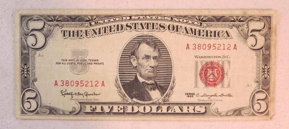 1963 $5 US Note