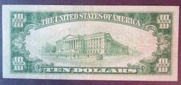 1928 B $10 Federal Reserve Note