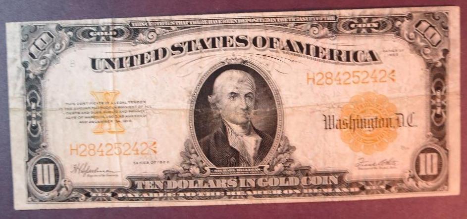 1922 $10 Gold Certificate