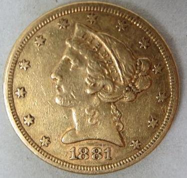 1881-S $5 Gold Liberty Head