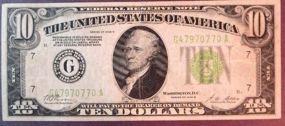 1928 B $10 Federal Reserve Note