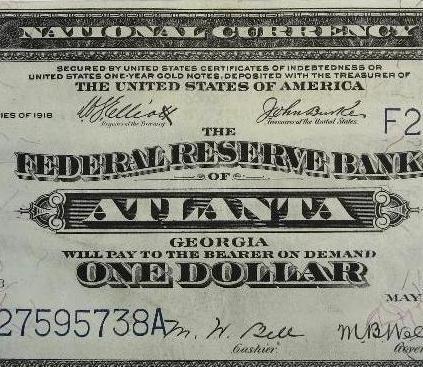 1918 $1 National Currency