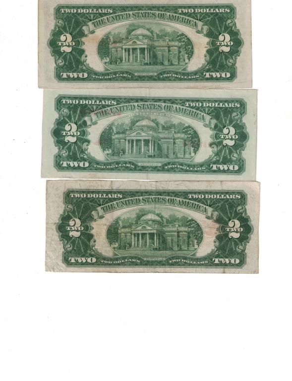 Set of 3 $2 bills Laminated