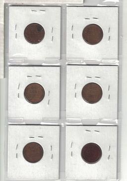 Set of 6 Wheat Pennies