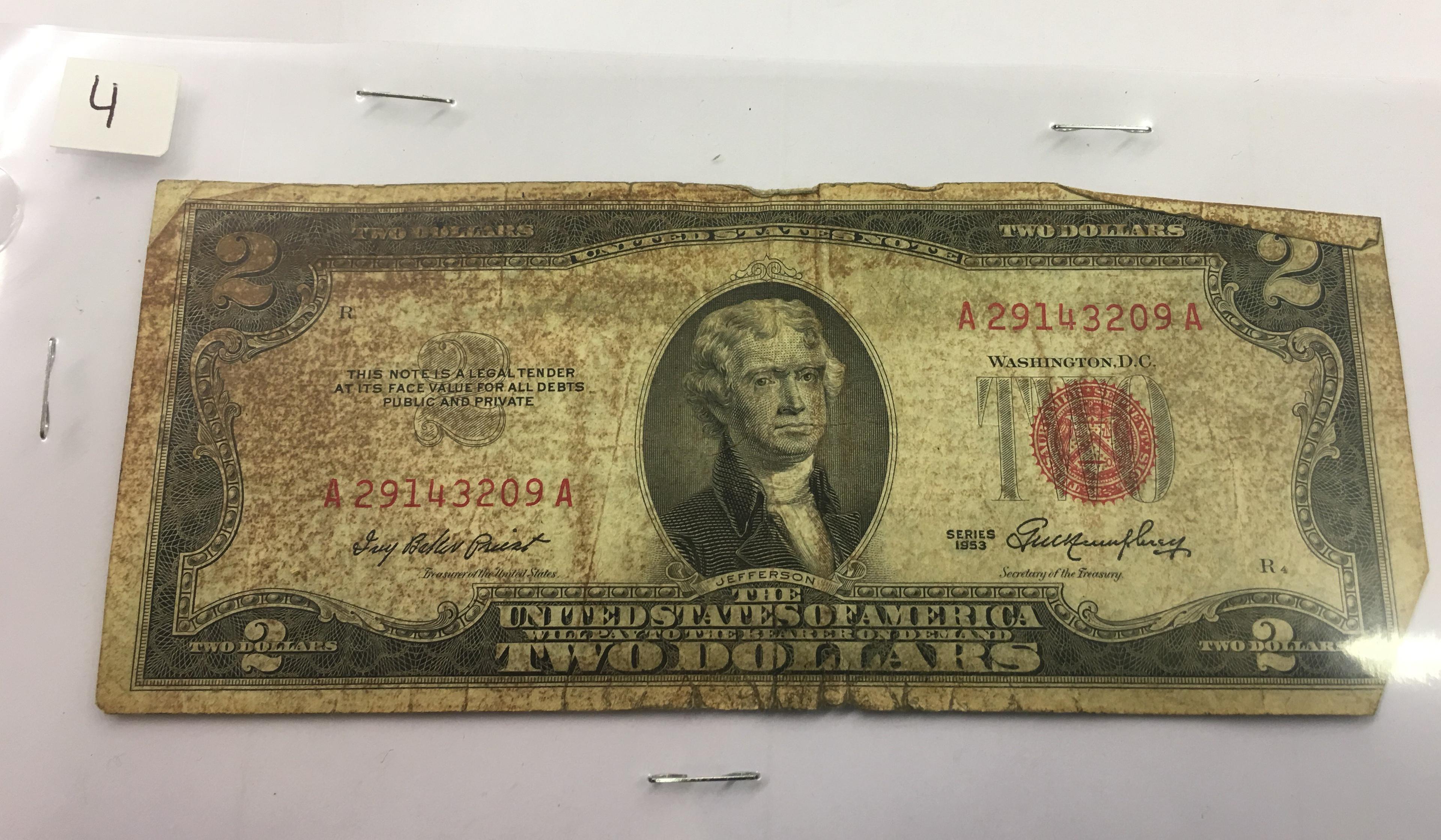 1953 $2 United States Note- Red Seal