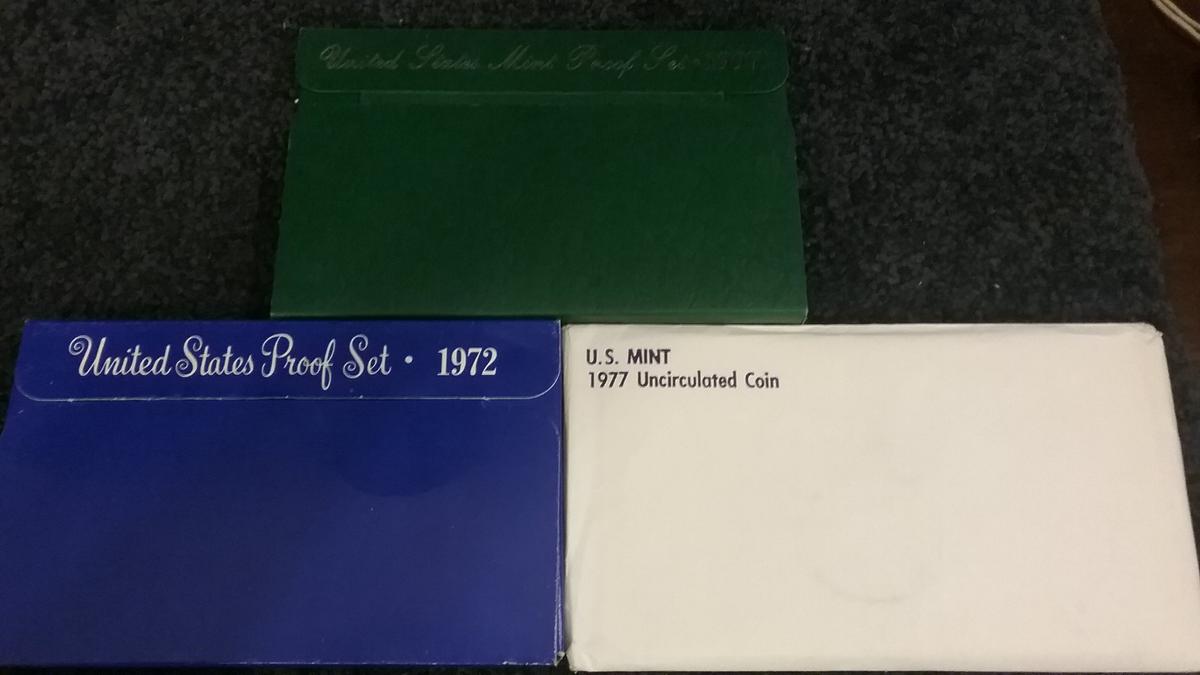 1972, 1997 proof sets and a 1977 mint set