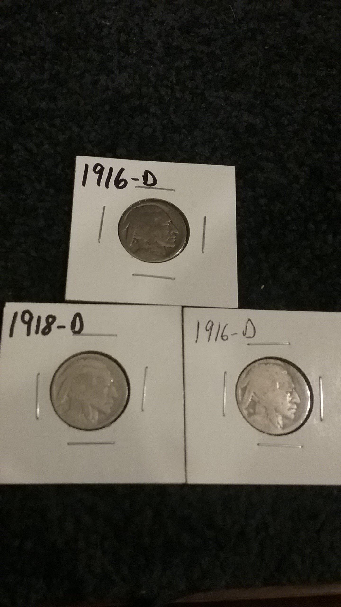 1916-D, 1916-d, 1918,d Buffalo Nickels