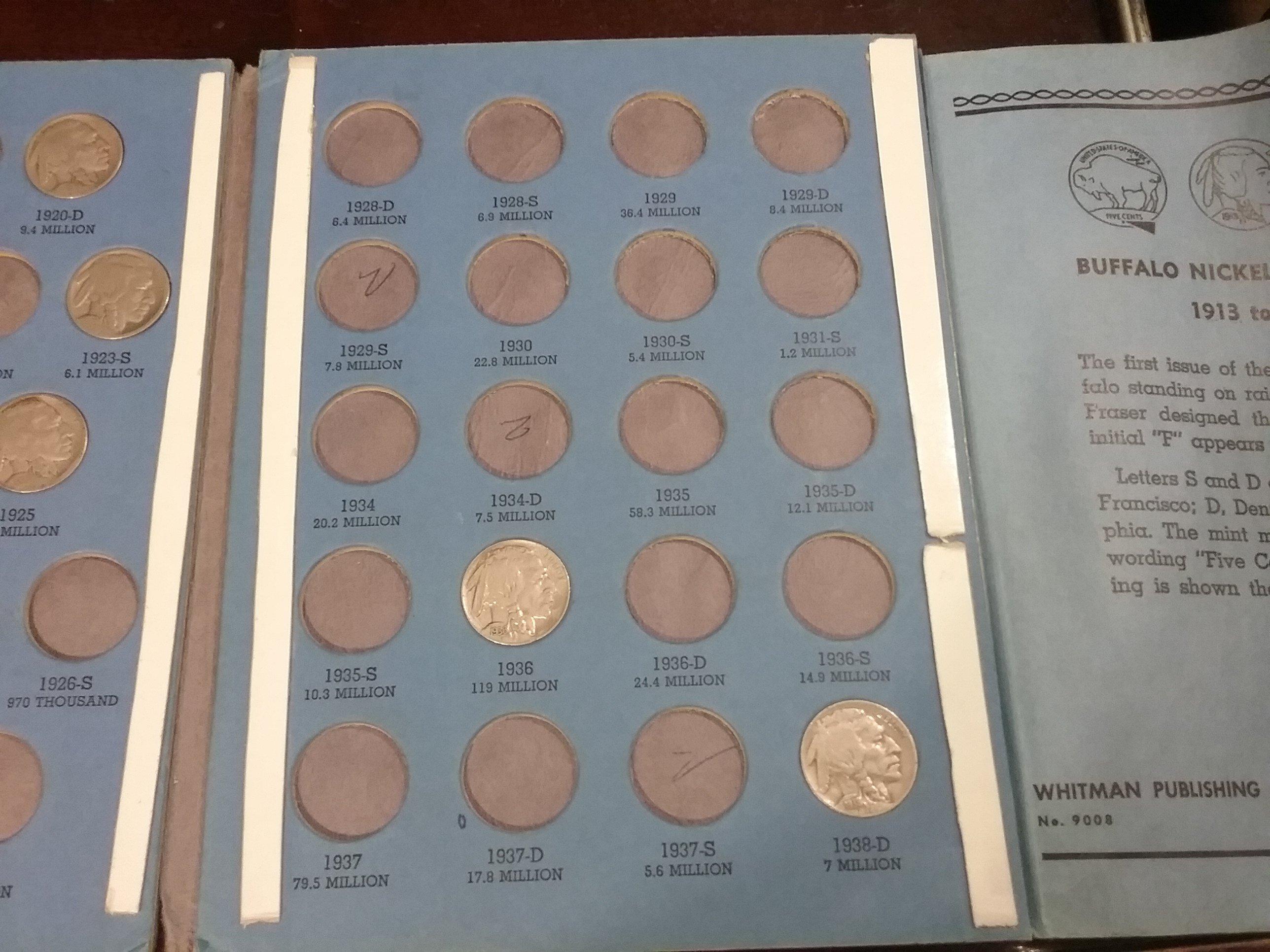 Partially Full Buffalo Nickel Book with MANY KEY DATES