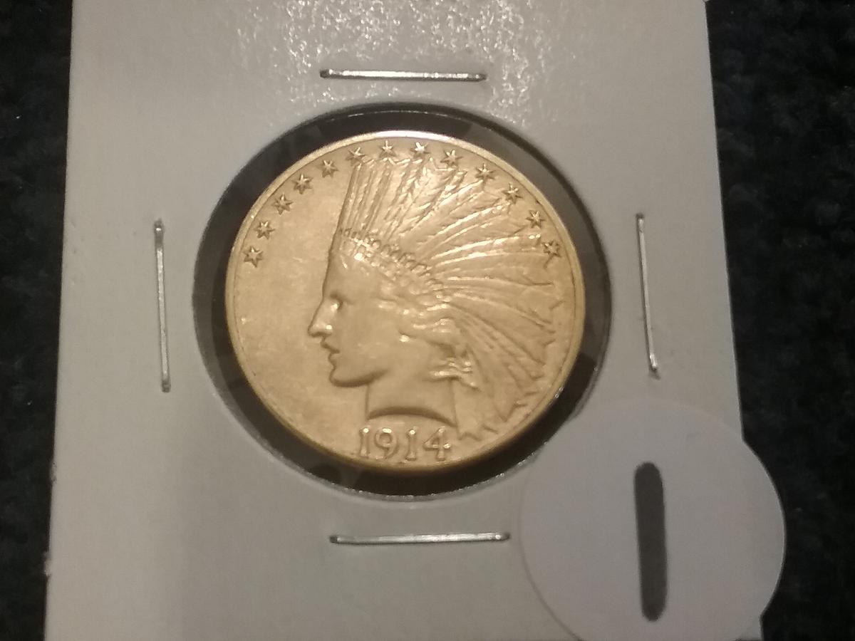 1914 $10 GOLD EAGLE  XF/AU