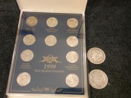 1999 State Quarter BU Collection and 1890-S and 1886-O Morgan Dollars