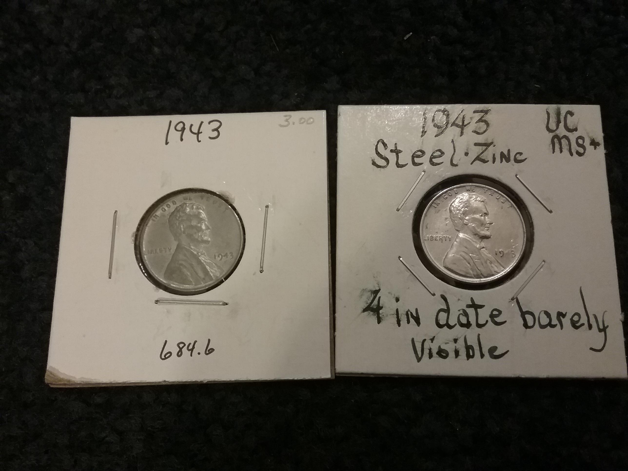 LOT SALE!  Seventy-two (72) individually in 2x2 holders 1943, 1943-D, 1943-S Steel wheat cents