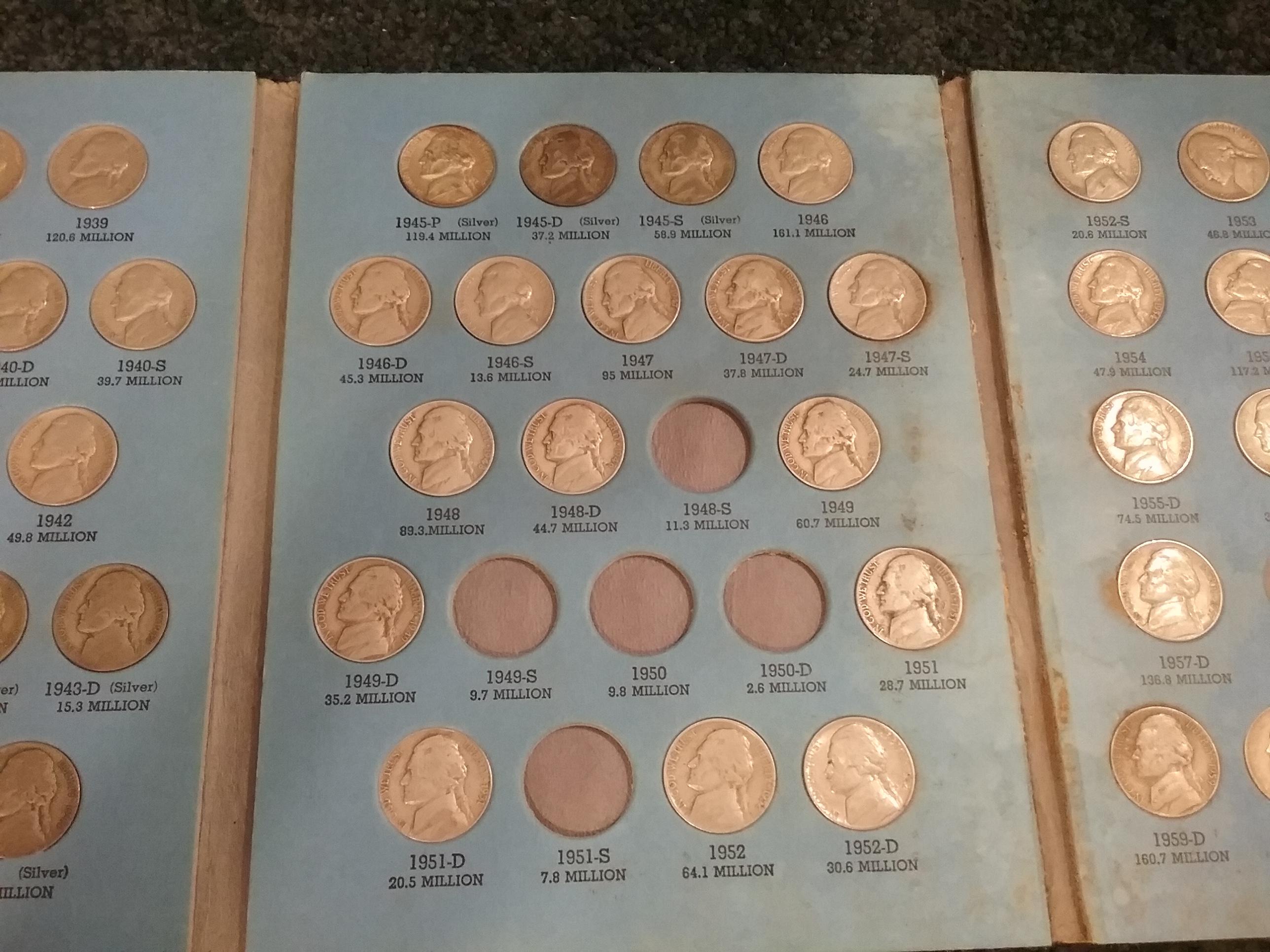 Jefferson Nickel Book..nearly full with all 11 Silvers