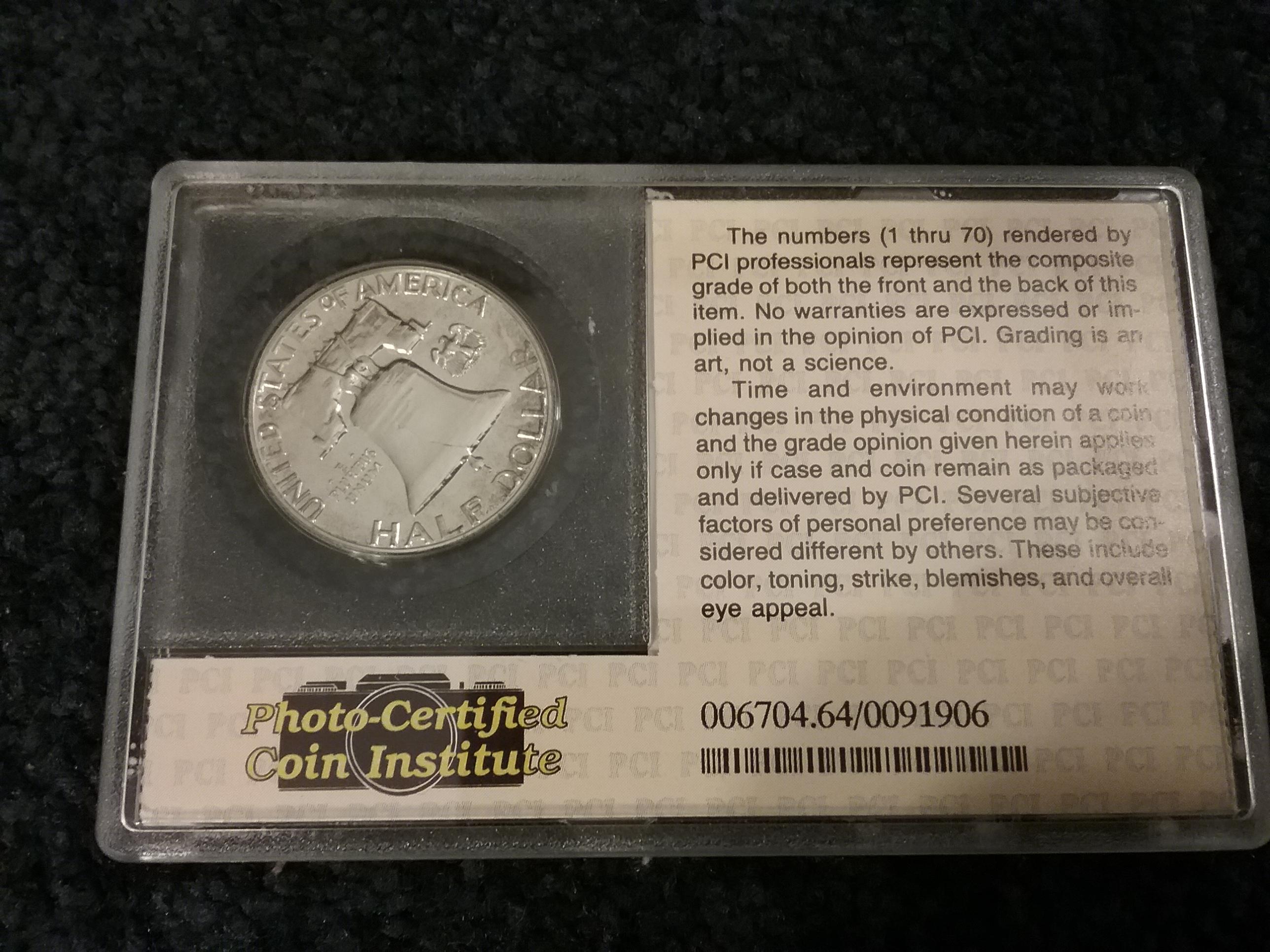 Photo-Certified Coin Institute Franklin Half-Dollar Proof