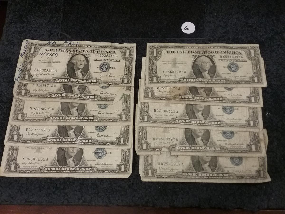 Ten (10) Silver Certificates