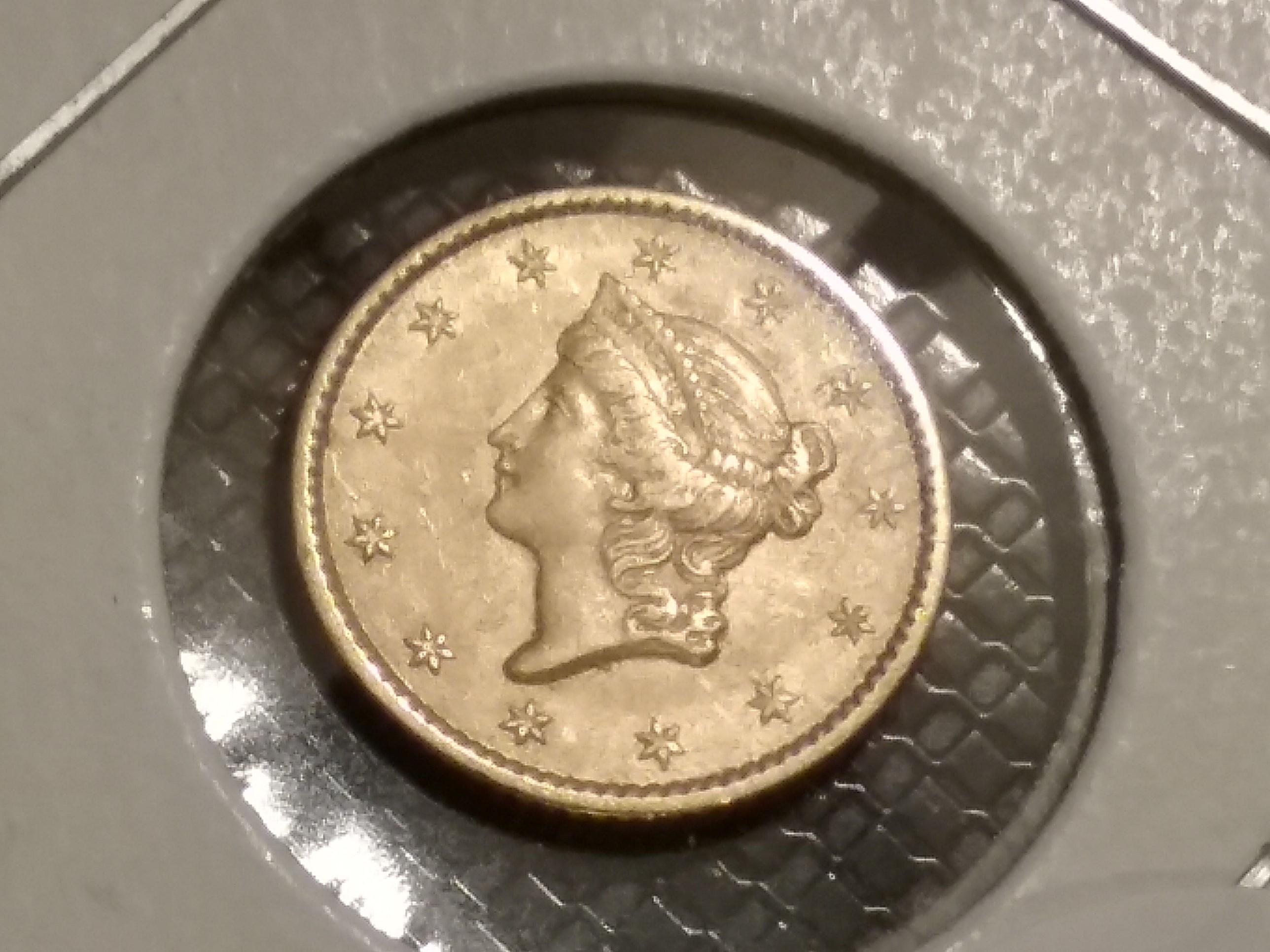 Pretty 1853 Gold Dollar in AU-50