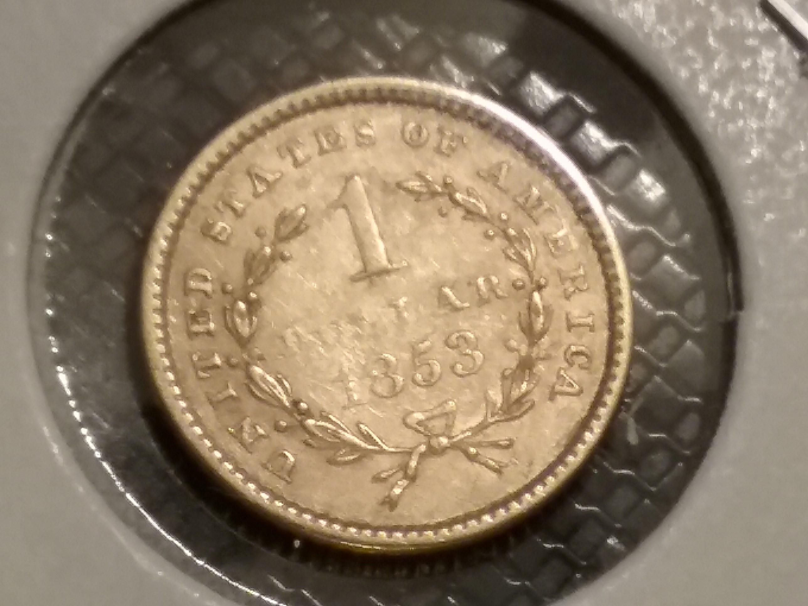 Pretty 1853 Gold Dollar in AU-50