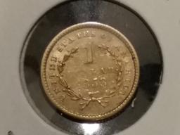 Pretty 1853 Gold Dollar in AU-50