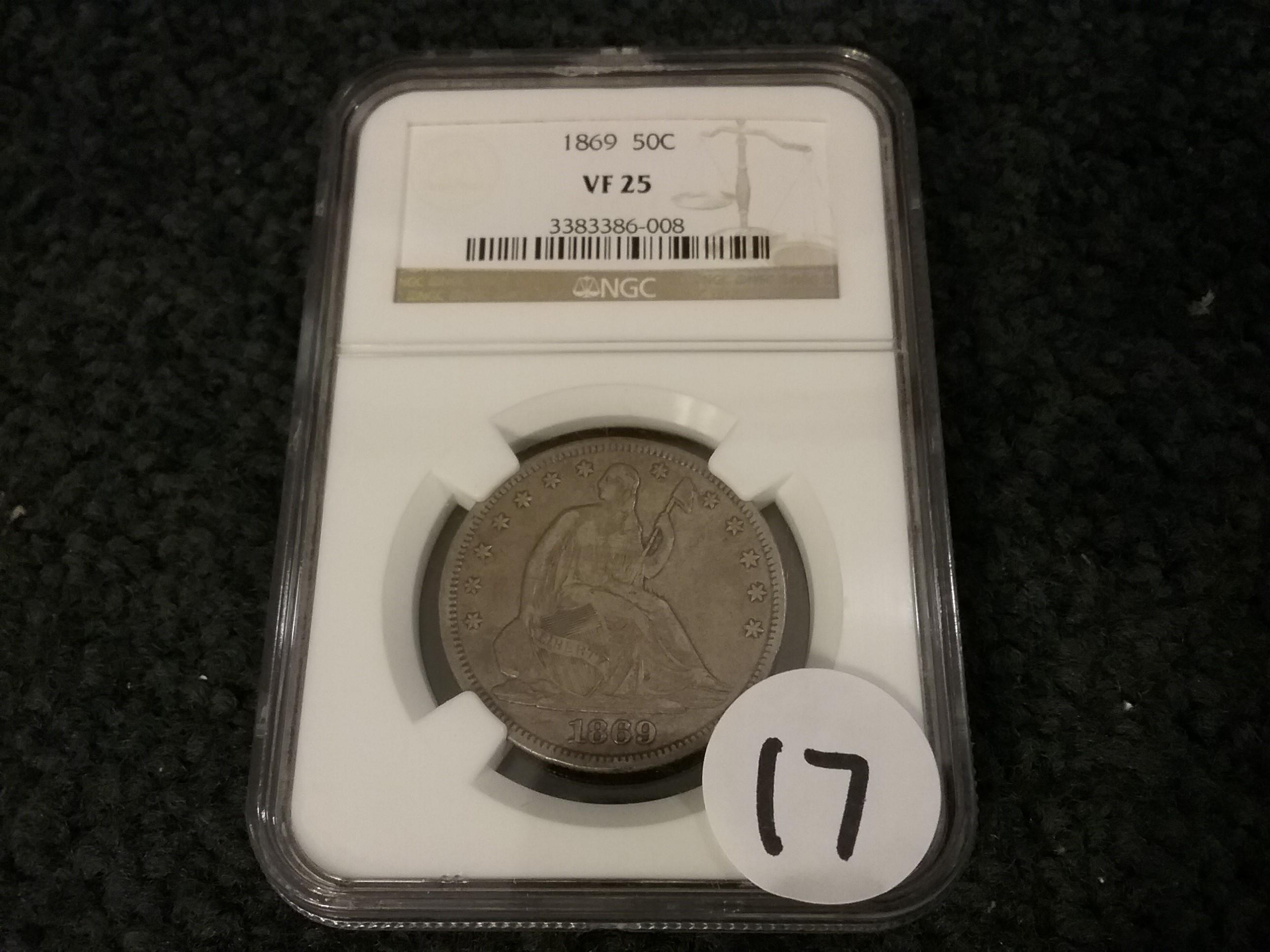 NGC 1869 Seated Liberty Half Dollar VF-25