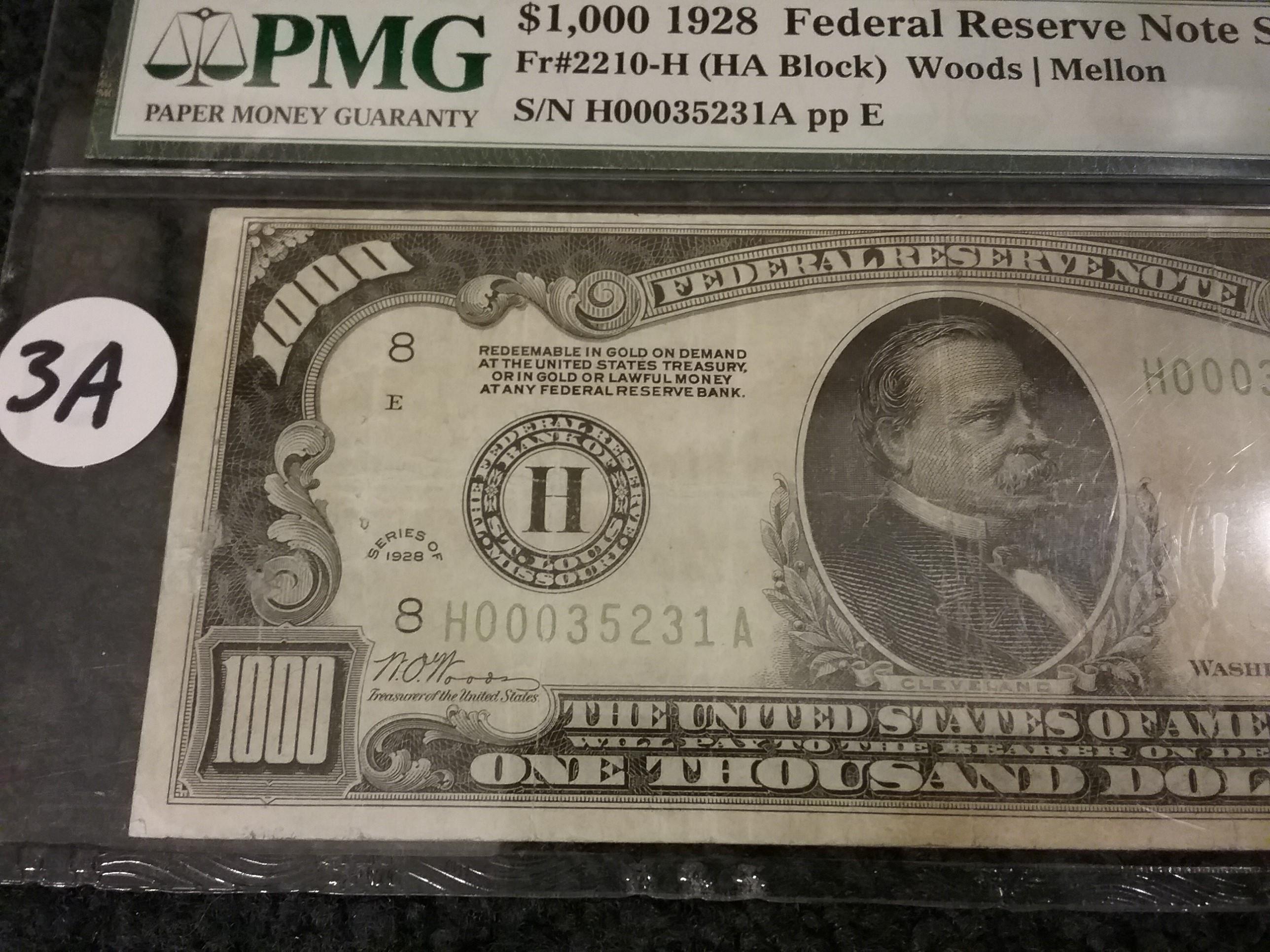 WOW! PMG 1928 $1,000 NOTE in VF-25!!!