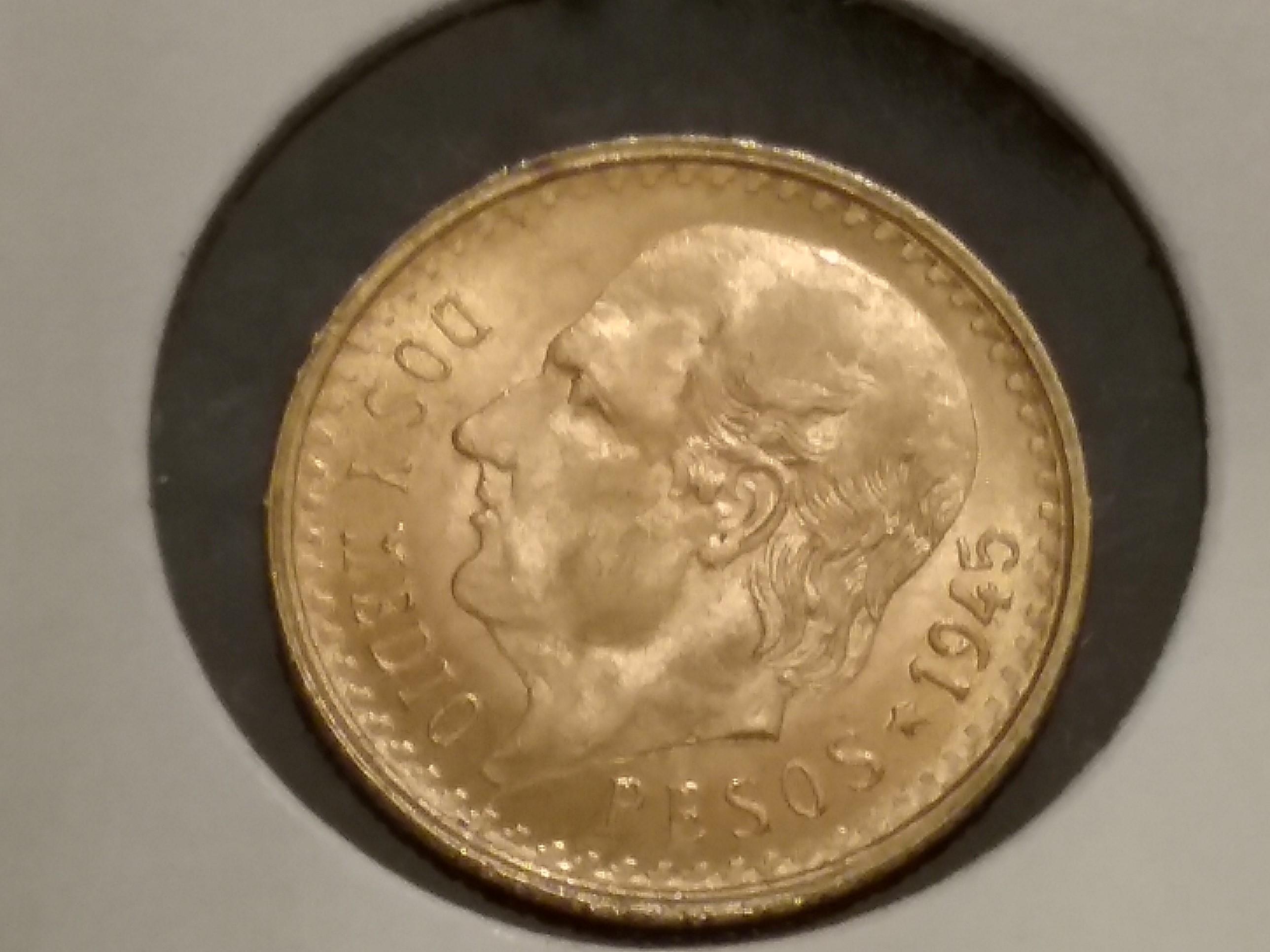GOLD Mexico 1945 2 1/2 pesos Brilliant Uncirculated