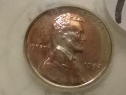 Slabbed 1942 Wheat Cent in Proof 66 RED