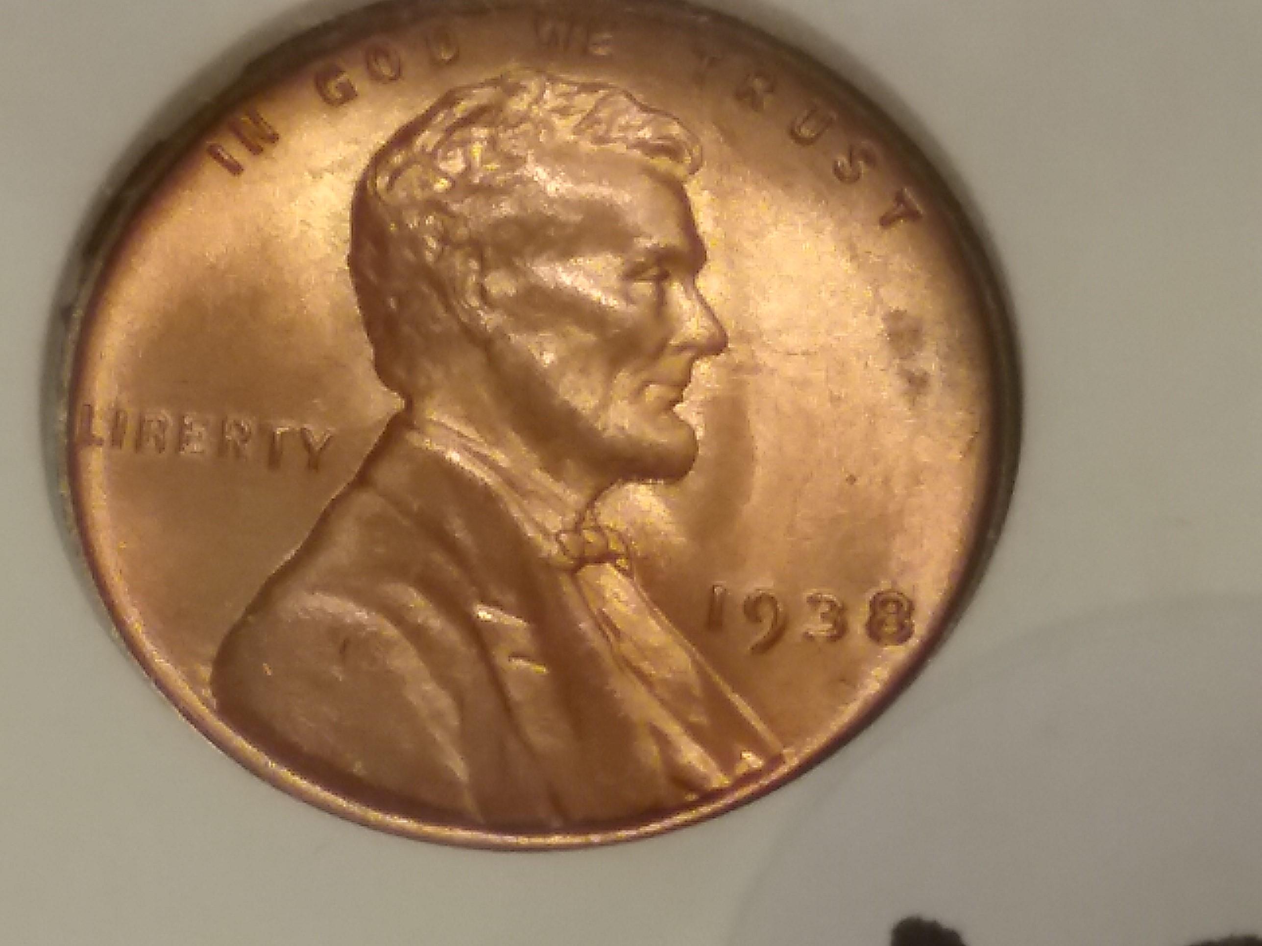 ANACS 1938 Wheat cent in MS-66 RED