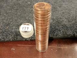 1954-S Brilliant Uncirculated RED wheat cent roll