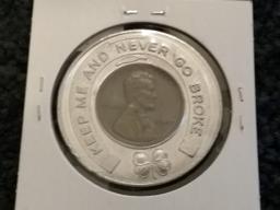 1947 AU BN Wheat cent encased in Dee's Jewelry