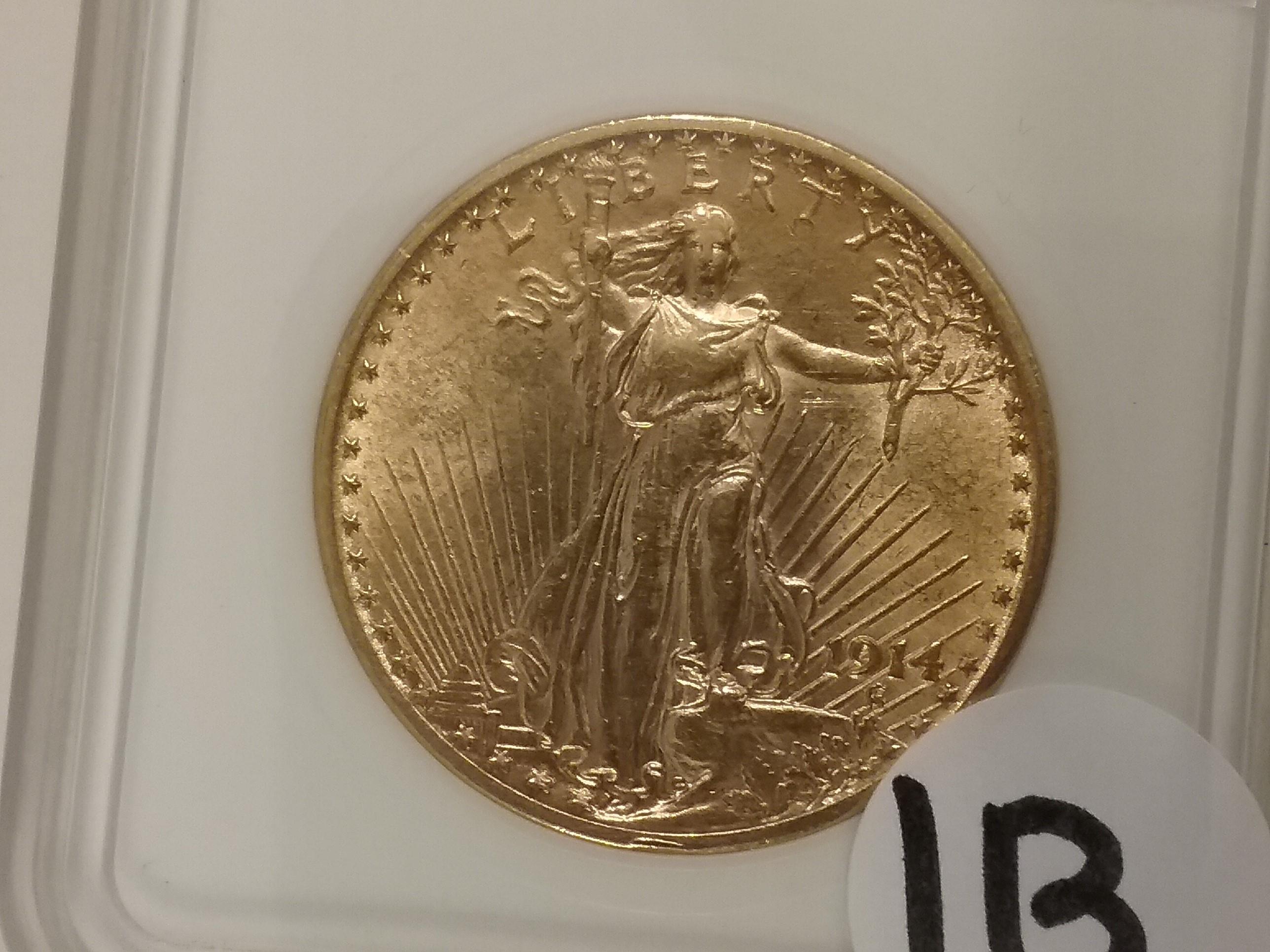 GOLD Slabbed 1914 $20 Saint Gaudens MS-64