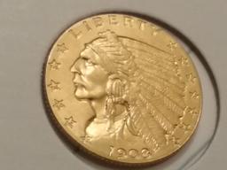 GOLD 1908 $2.5 Quarter Eagle in MS-65!