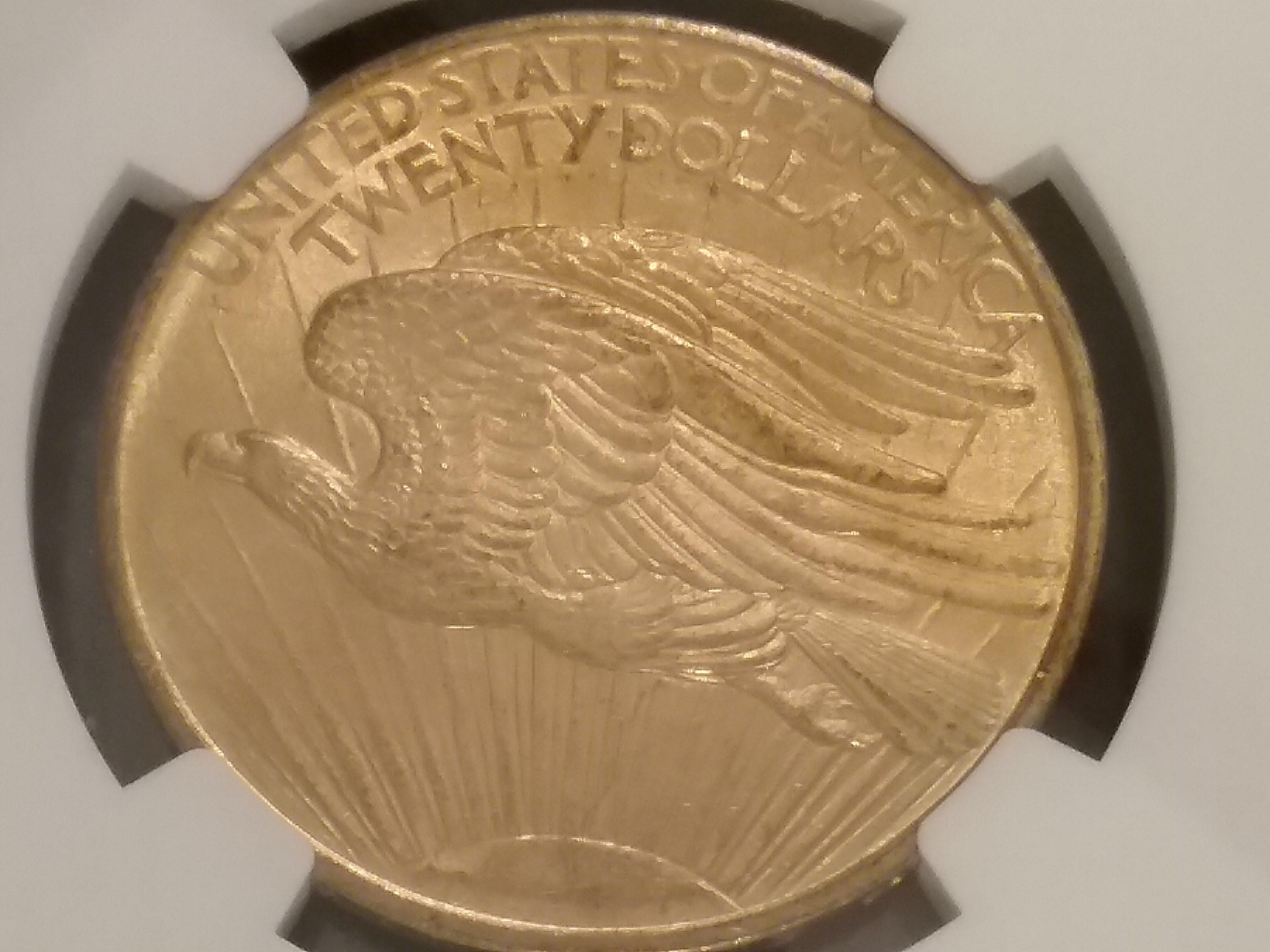 NGC GOLD $20 No Motto 1908 Uncirculated-details