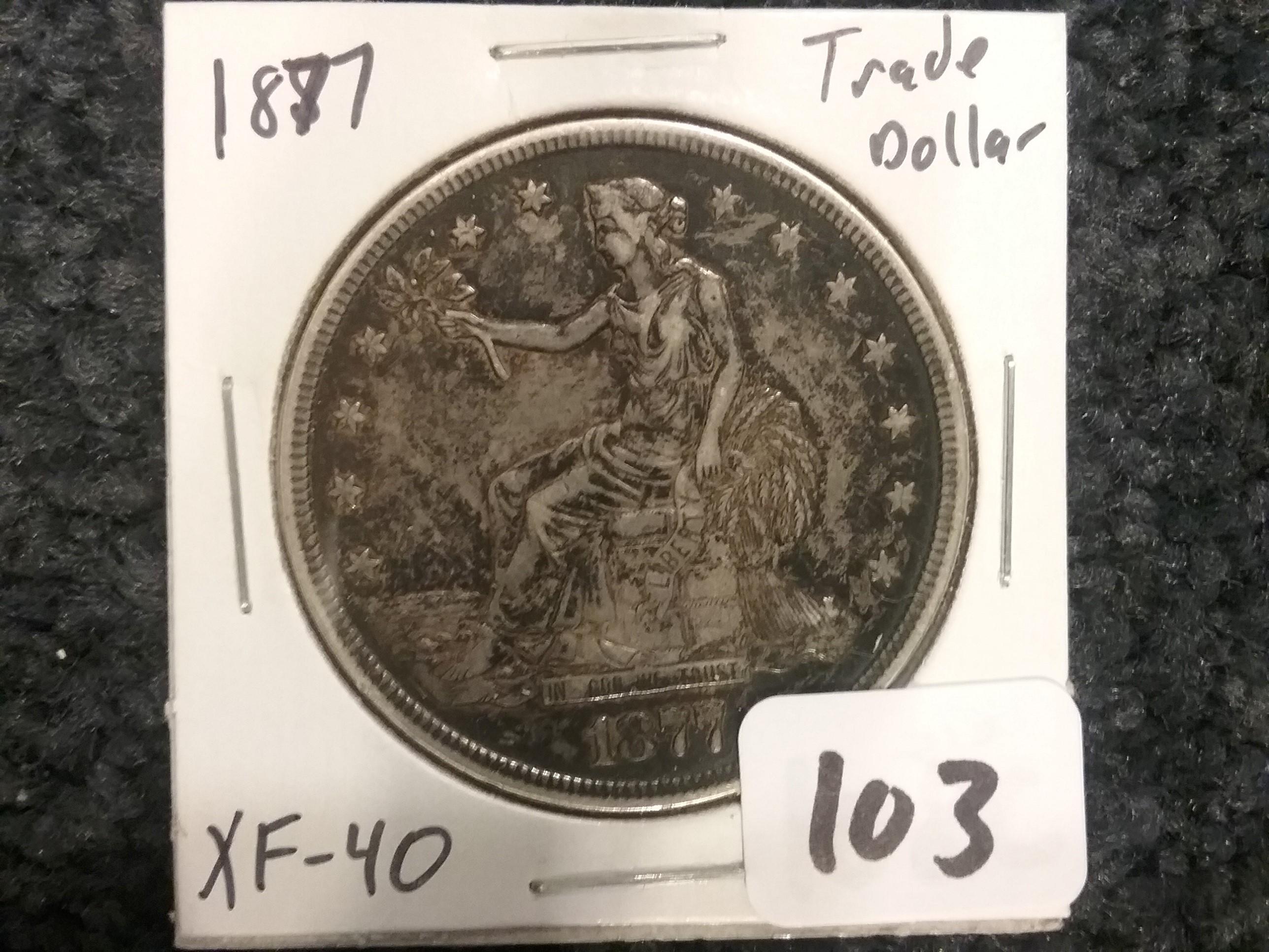 1877 Trade Dollar in Extra-Fine 40