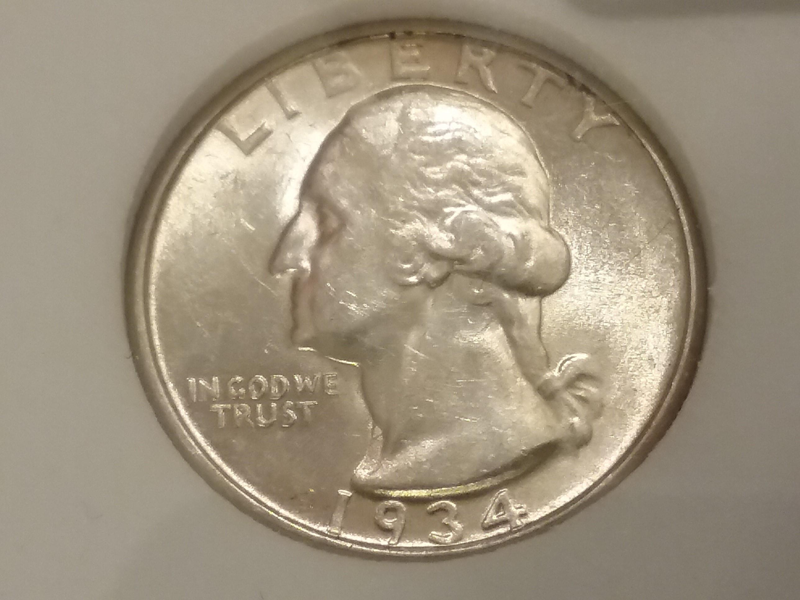 NGP 1934-D Washington Quarter in MS-64