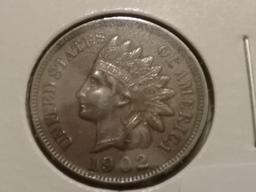 1902 Indian Cent in AU-58