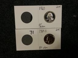 1960 PF DCAM 25 cent and 1969-S CAM 25 cent