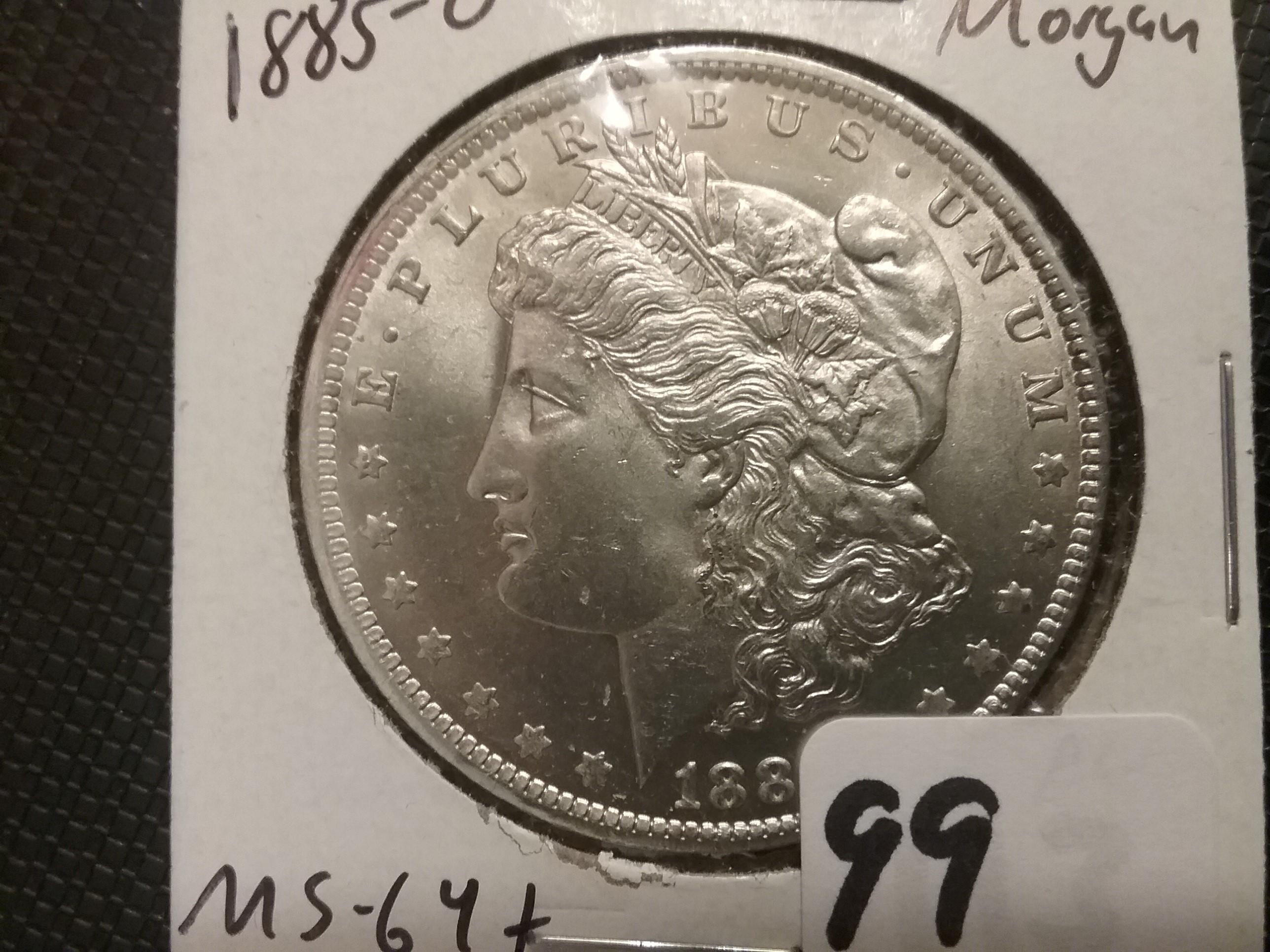 1885-O morgan Dollar in MS-64+