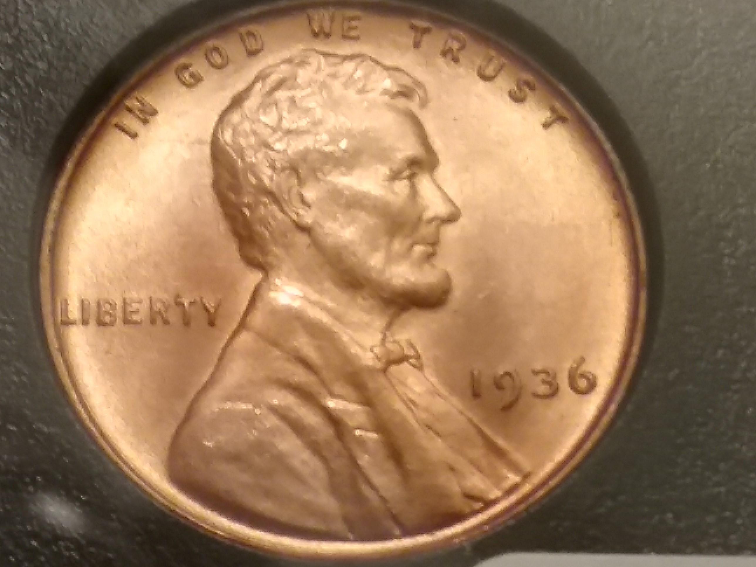 CCGS 1936 Wheat Cent in MS-65 RED