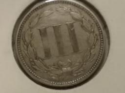 1876 3-Cent Nickel in Very Fine-35 condition