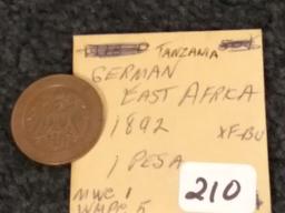 Tanzania German East Africa 1892 Pesa in Brilliant Uncirculated