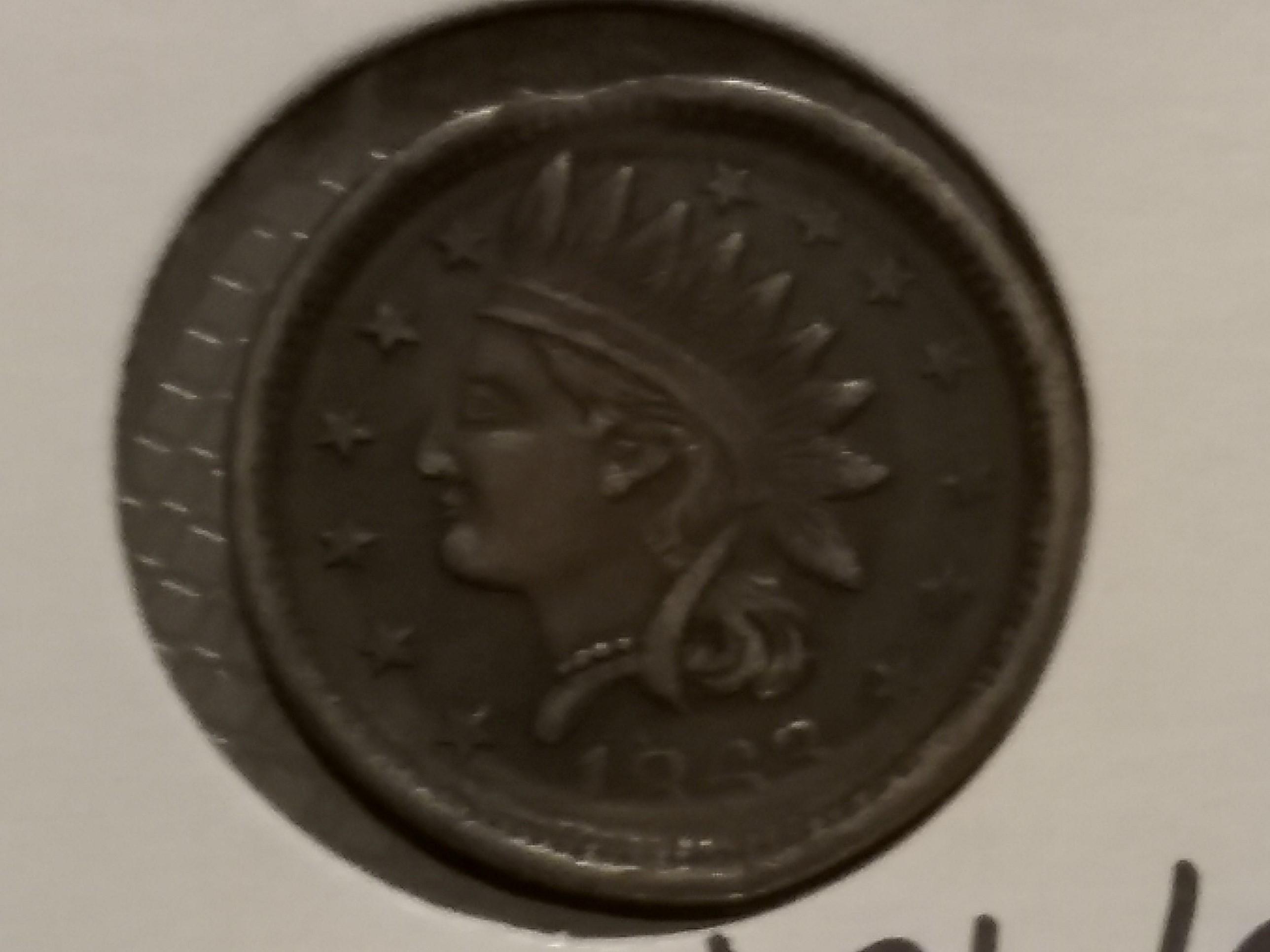 1863 Civil War Token style of Indian head cent