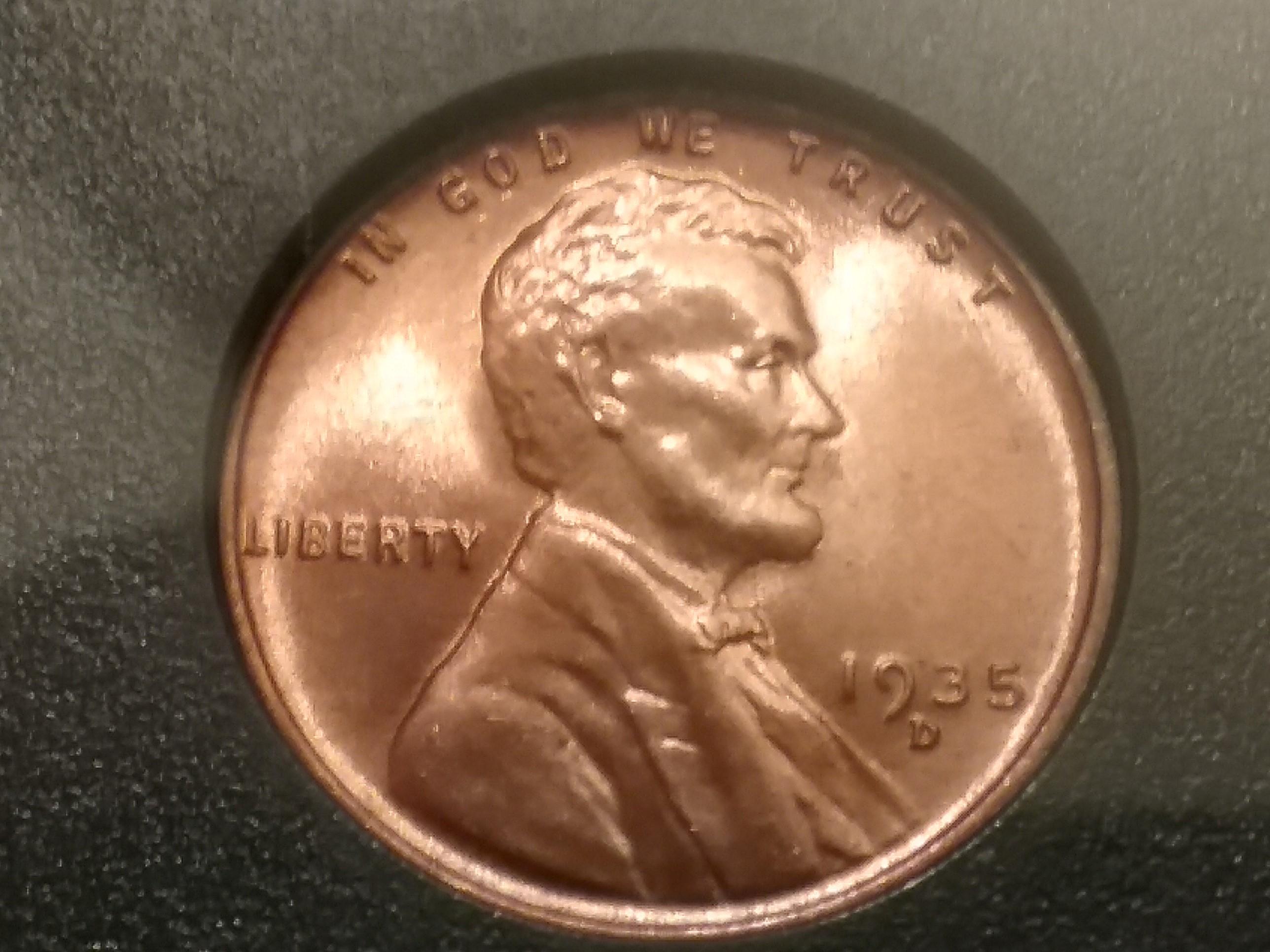 Slabbed 1935-D Wheat Cent MS-65 RED