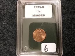 Slabbed 1935-D Wheat Cent MS-65 RED