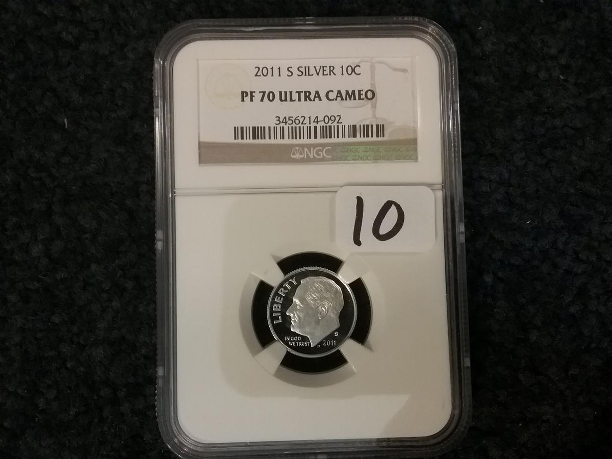 NGC 2011-S SILVER Roosevelt Dime PF 70 Ultra Cameo