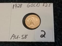 Pretty GOLD 1928 $2.5 Quarter Eagle AU-58