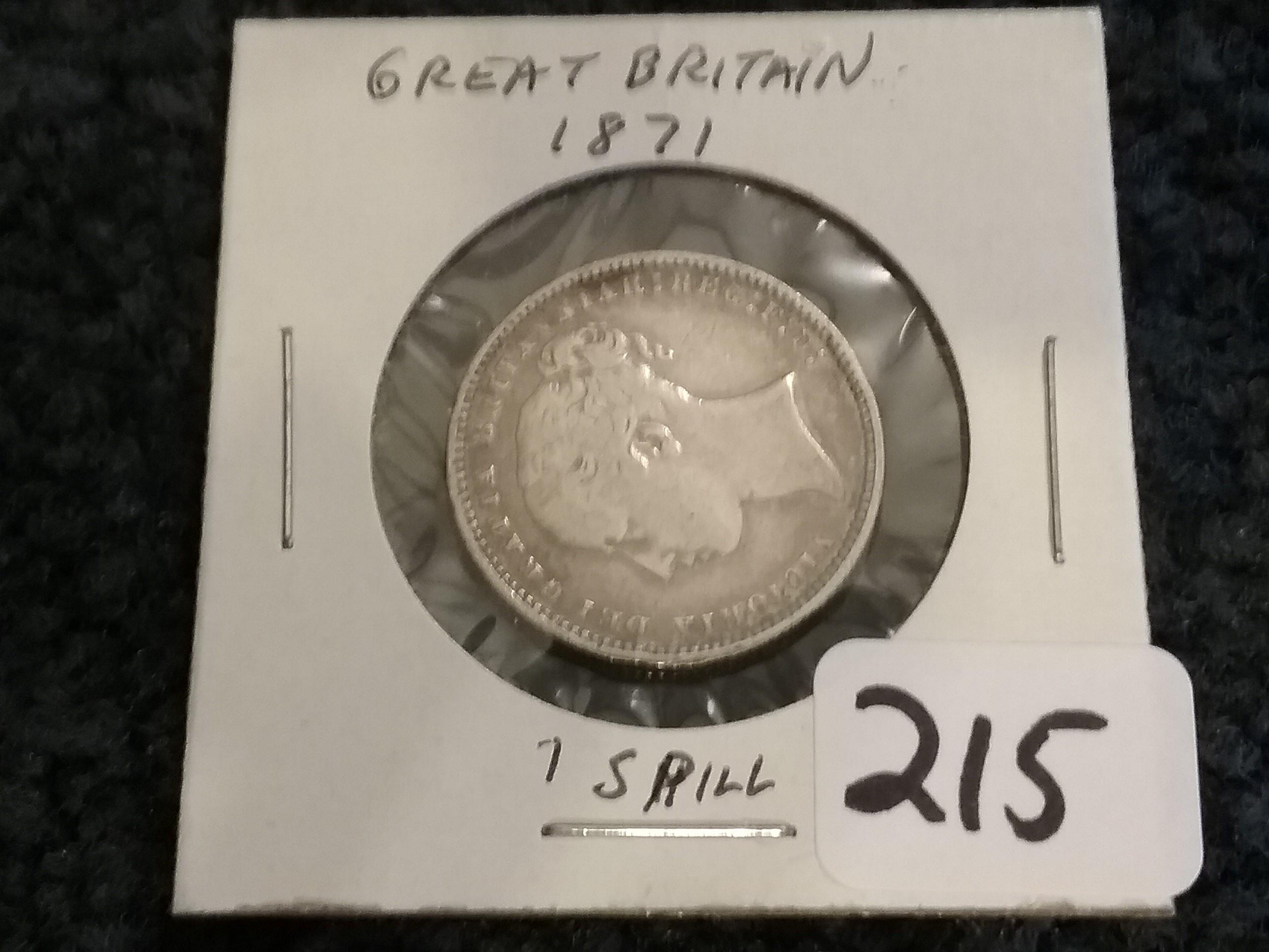 Better Date Great Britain 1871 Shilling