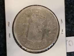 Spain Silver 1892 5 Pesetas