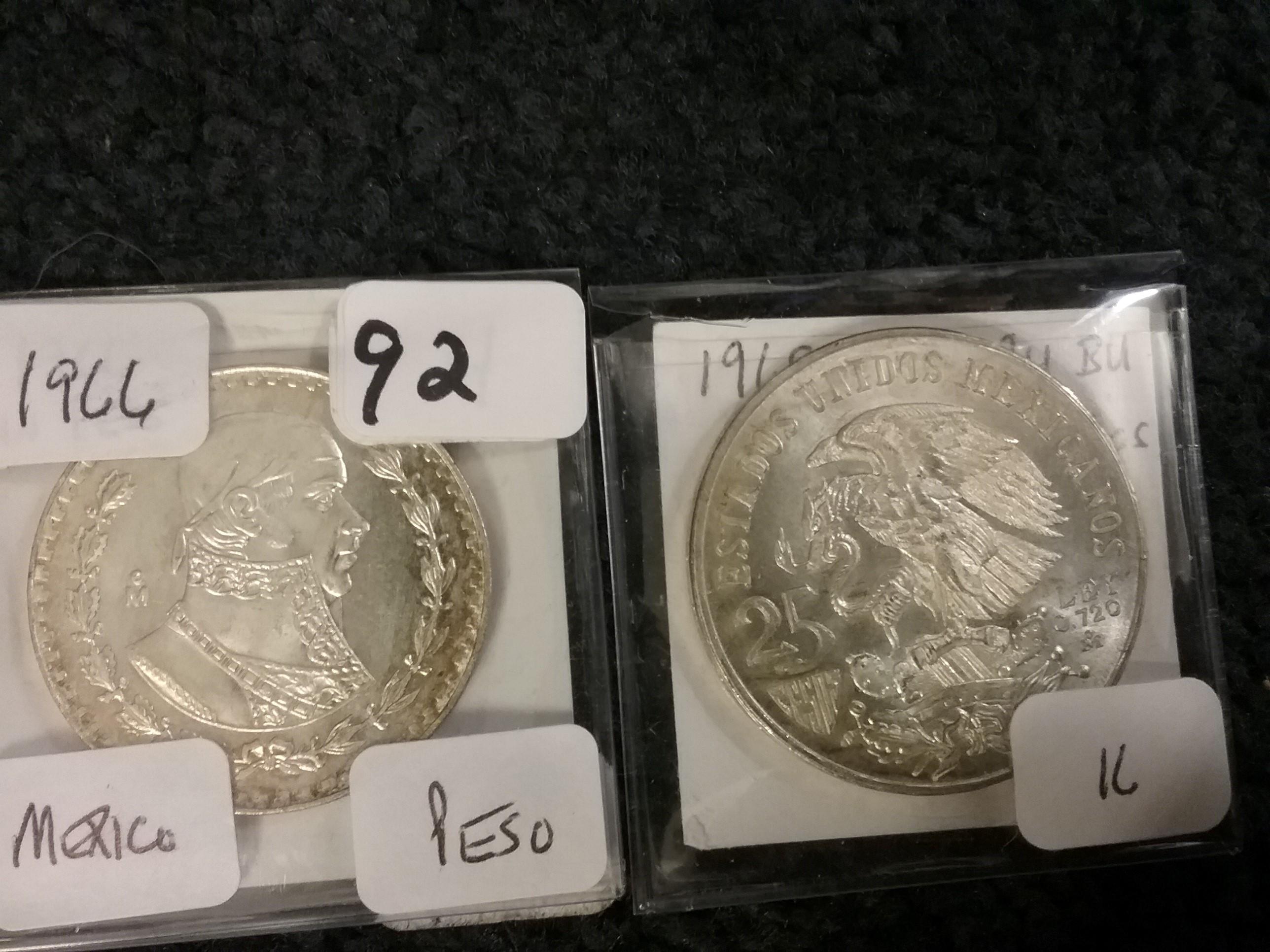 Two Silver Mexican coins from the 1960's