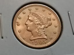 GOLD! 1905 Liberty Head $2.5 Dollar in MS-63+