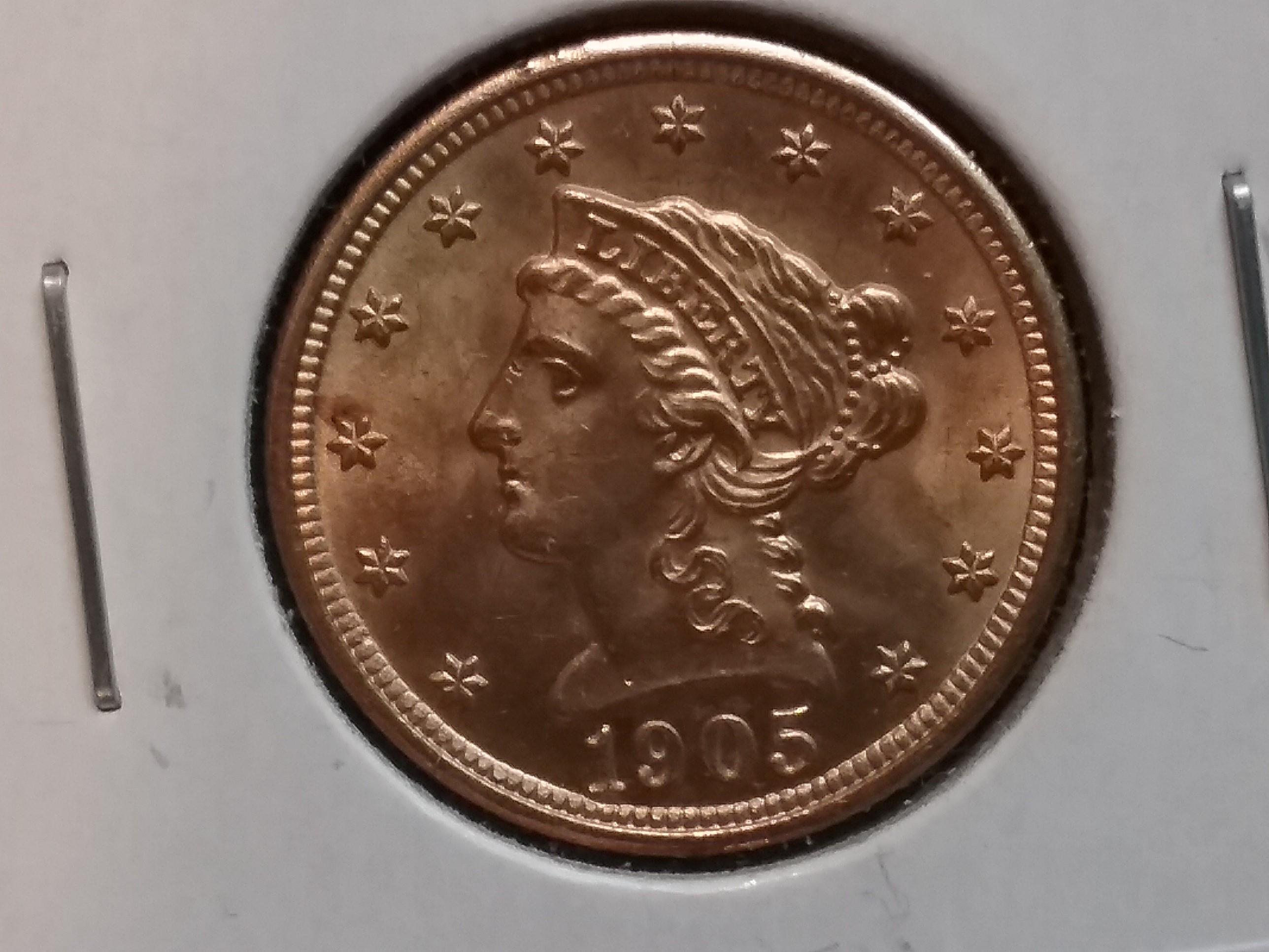 GOLD! 1905 Liberty Head $2.5 Dollar in MS-63+